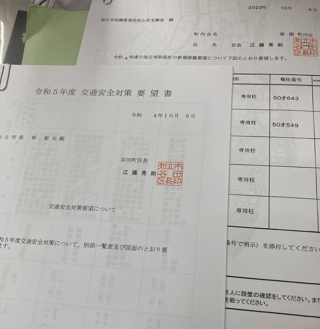 安心安全な谷田町を目指した要望活動