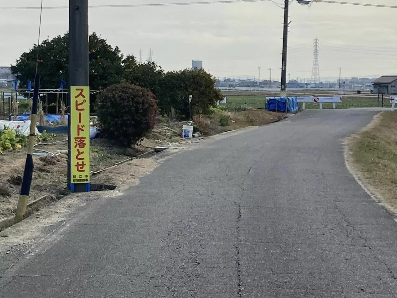 割目川の堤防道路